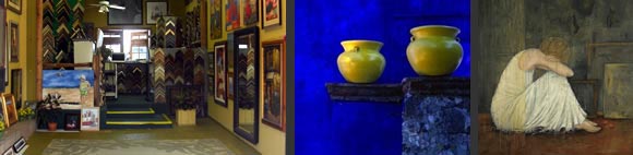 The gallery, showing oil paintings, mouldings, and custom mirrors